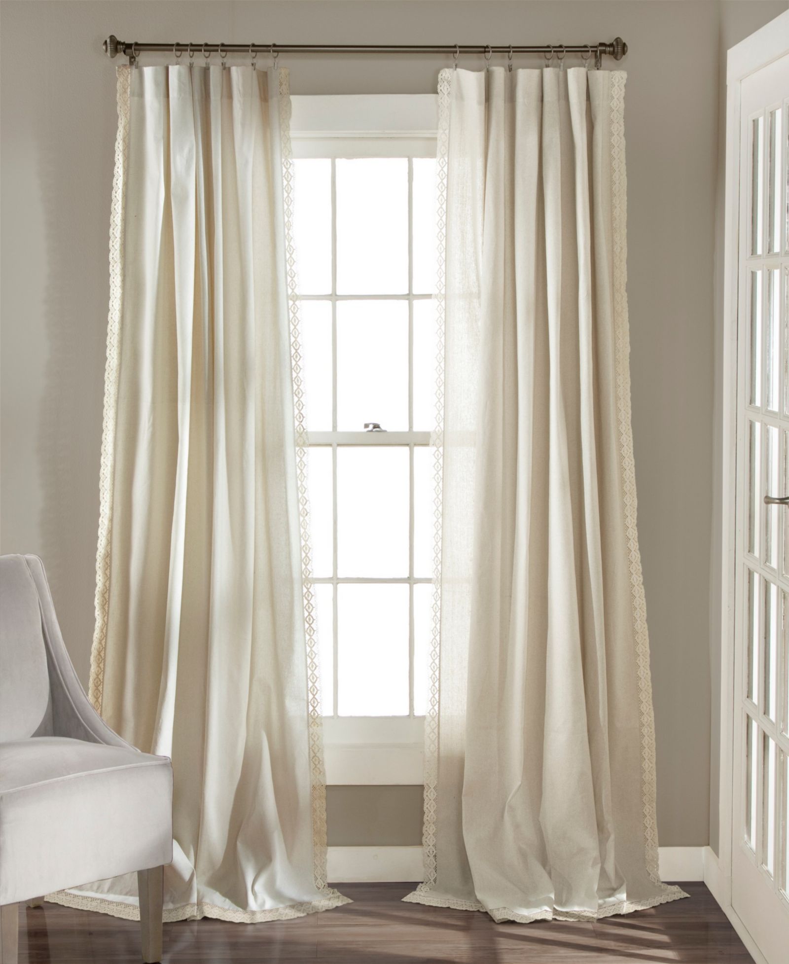 Lush Decor Rosalie Light Filtering Window Curtain Panels, Pair, 54" W x 95" L Lace Curtains for Living Room - Vintage