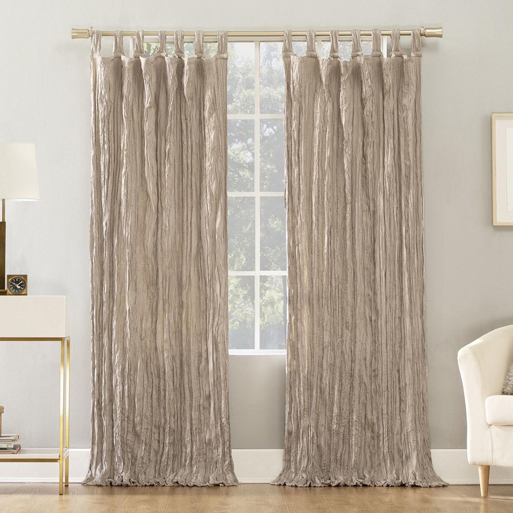 Odelia Distressed Velvet Semi-Sheer Tab Top Curtain Panel