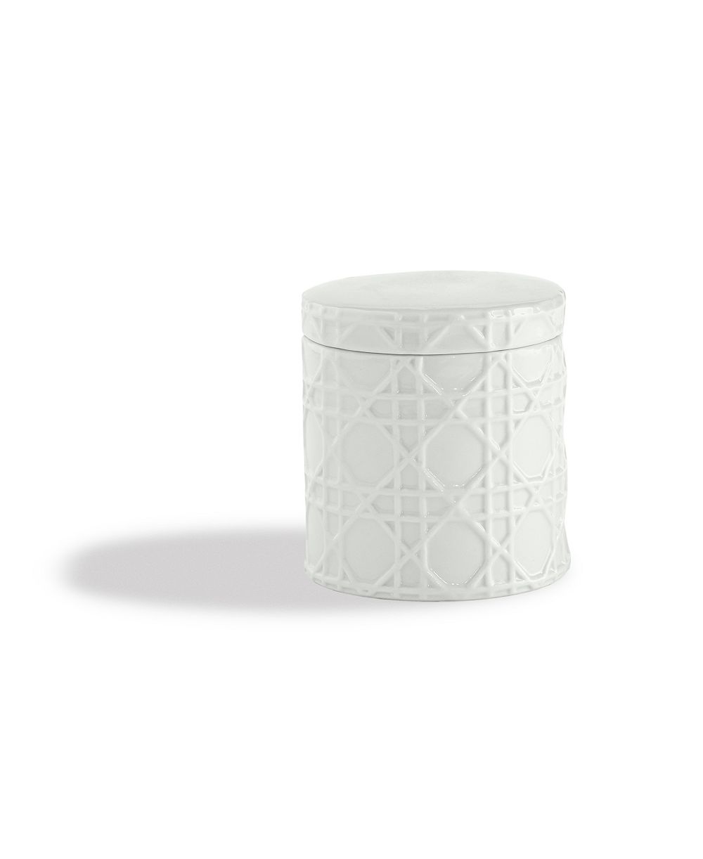 Cassadecor Embossed Wicker Design Porcelain Cotton Jar