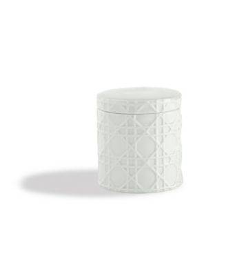 Cassadecor Embossed Wicker Design Porcelain Cotton Jar