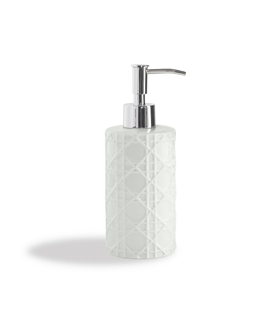 Cassadecor Embossed Wicker Design Porcelain Soap/Lotion Dispenser