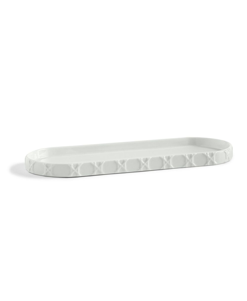 Cassadecor Embossed Wicker Design Porcelain Tray