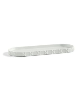 Cassadecor Embossed Wicker Design Porcelain Tray