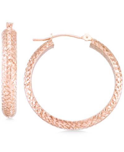 Текстурные серьги-кольца 10k Yellow Gold, Rose Gold or White Gold
