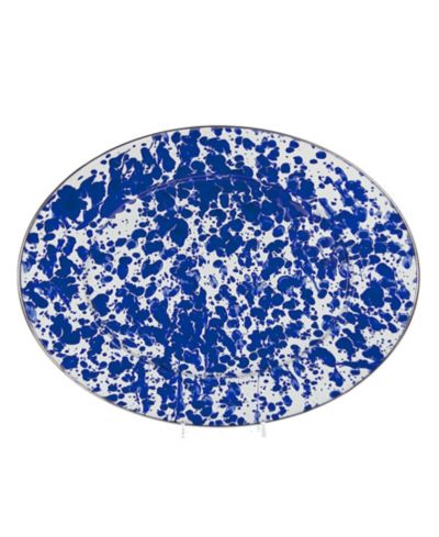 Golden Rabbit эмалированная овальная тарелка 16" x 12", коллекция Cobalt Swirl