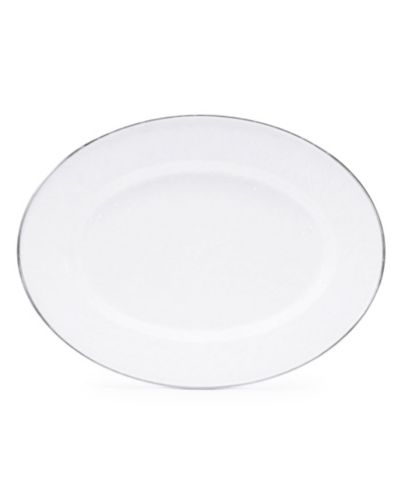 Golden Rabbit Solid White Enamelware Collection 16" x 12" Oval Platter