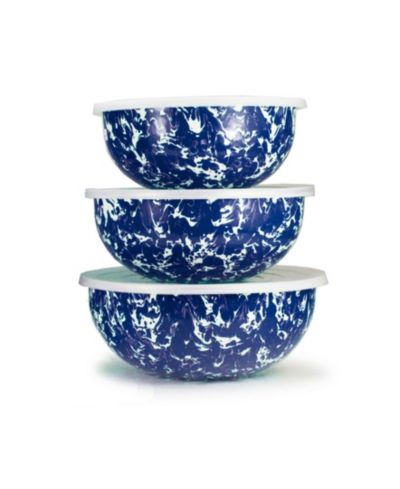 Golden Rabbit набор эмалированных мисок для смешивания Cobalt Swirl, 3 штуки