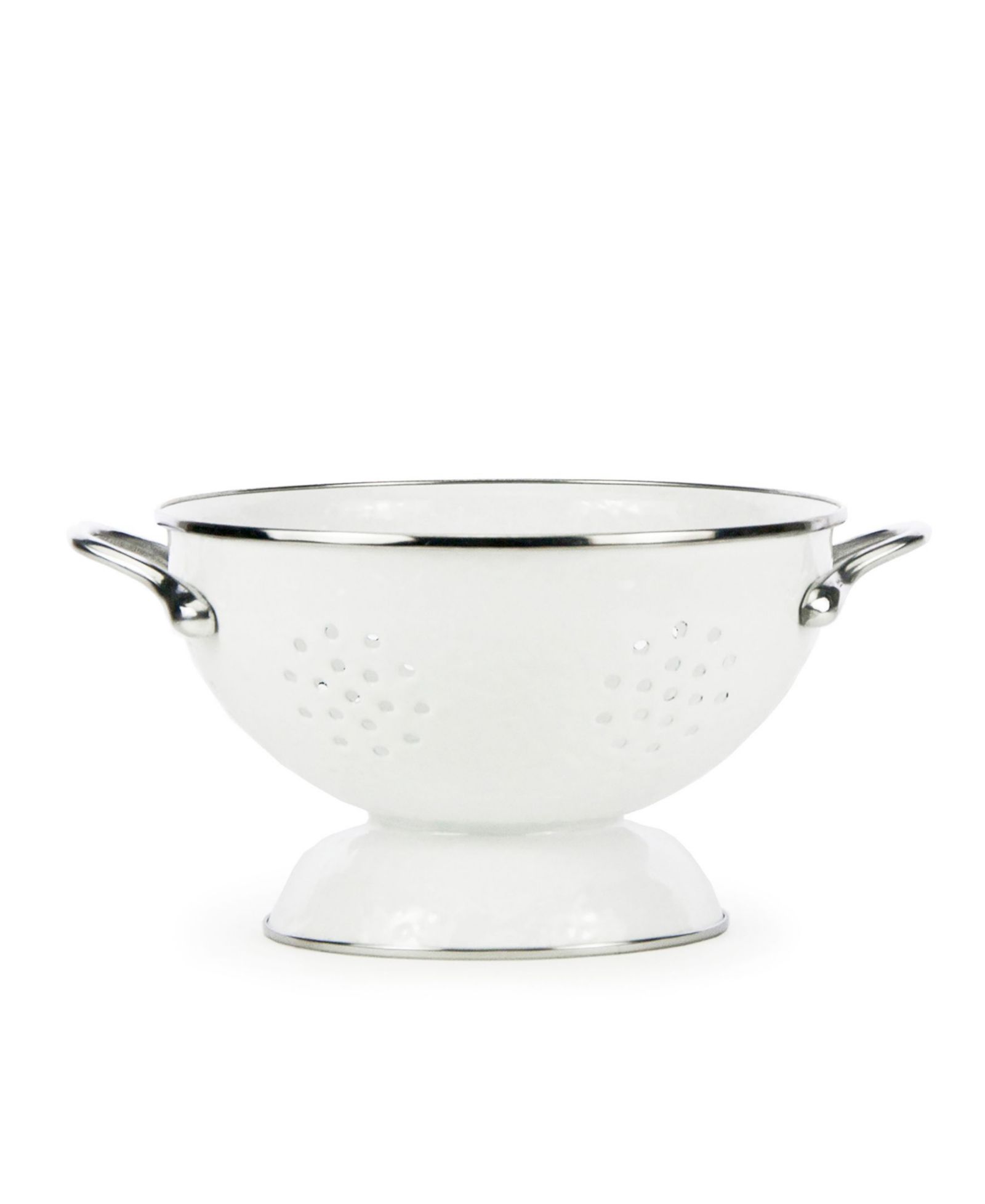 Golden Rabbit Solid White Enamelware Collection 1.5 Quart Colander