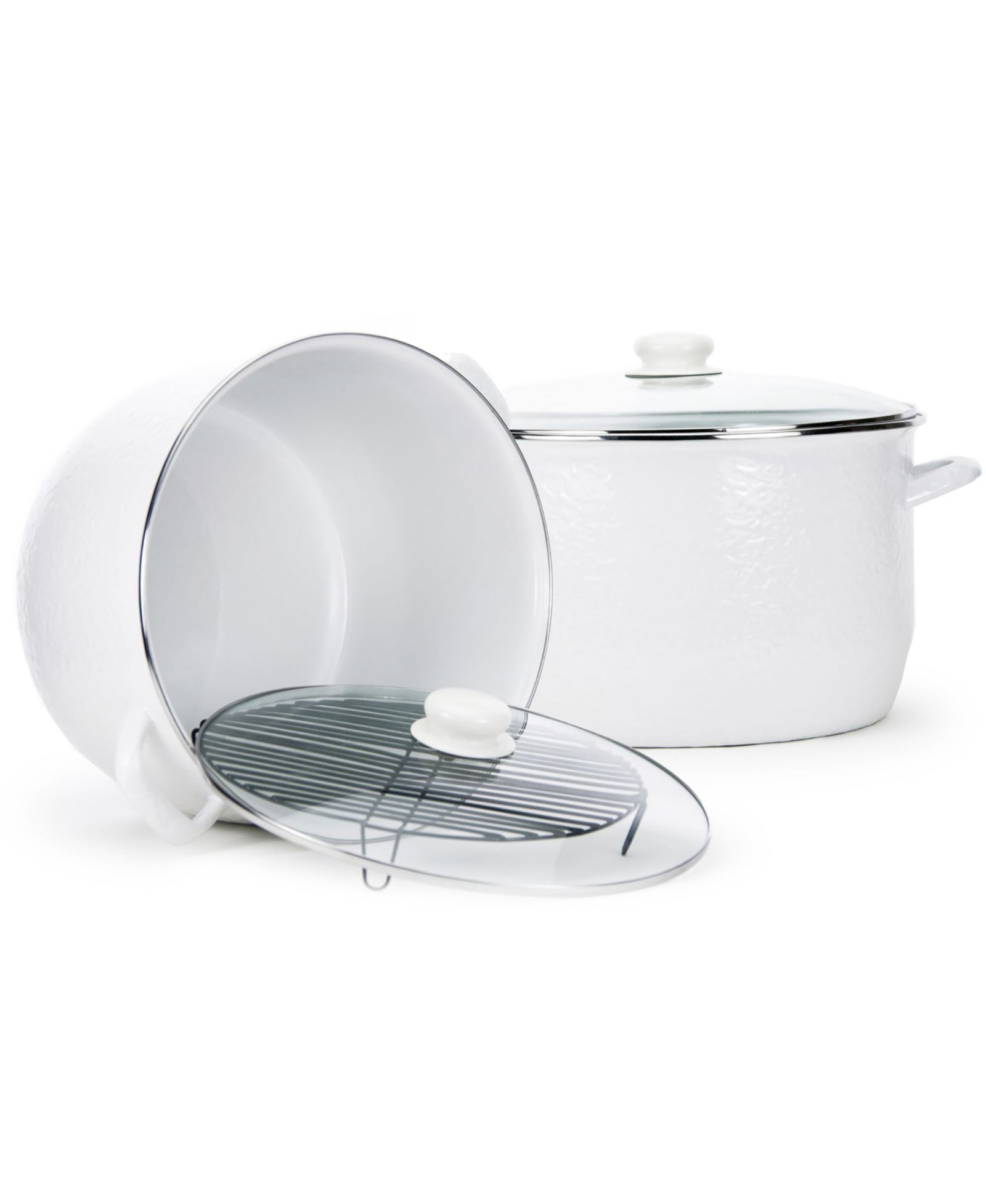Кастрюля Golden Rabbit Solid White Enamelware Collection 18 Quart Stock Pot