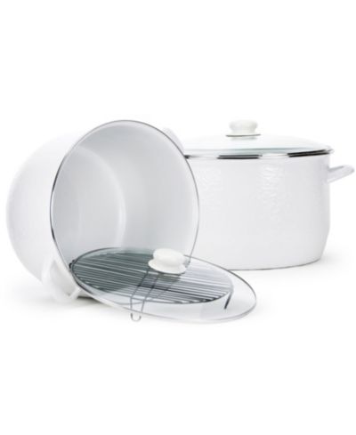 Кастрюля Golden Rabbit Solid White Enamelware Collection 18 Quart Stock Pot