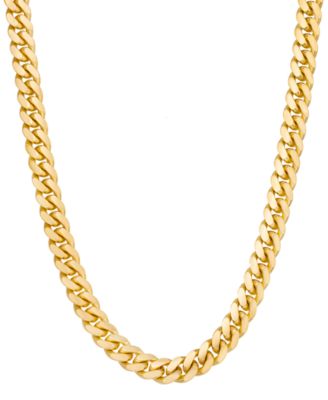 Мужская цепь-ожерелье Italian Gold Cuban Link, 26", 14k Gold-Plated Sterling Silver