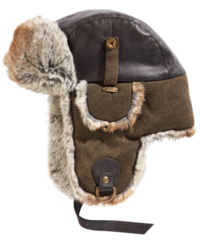 Scala Men's Canvas Faux-Leather Trapper Hat