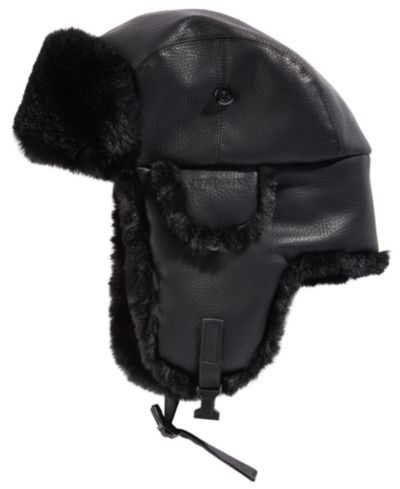Scala Men's Faux-Leather Trapper Hat