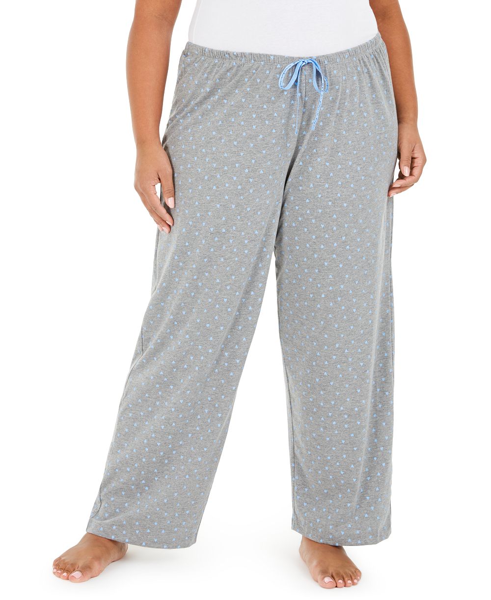 HUE Womens Plus size Sleepwell Printed Knit pajama pant made with Temperature Regulating Technology