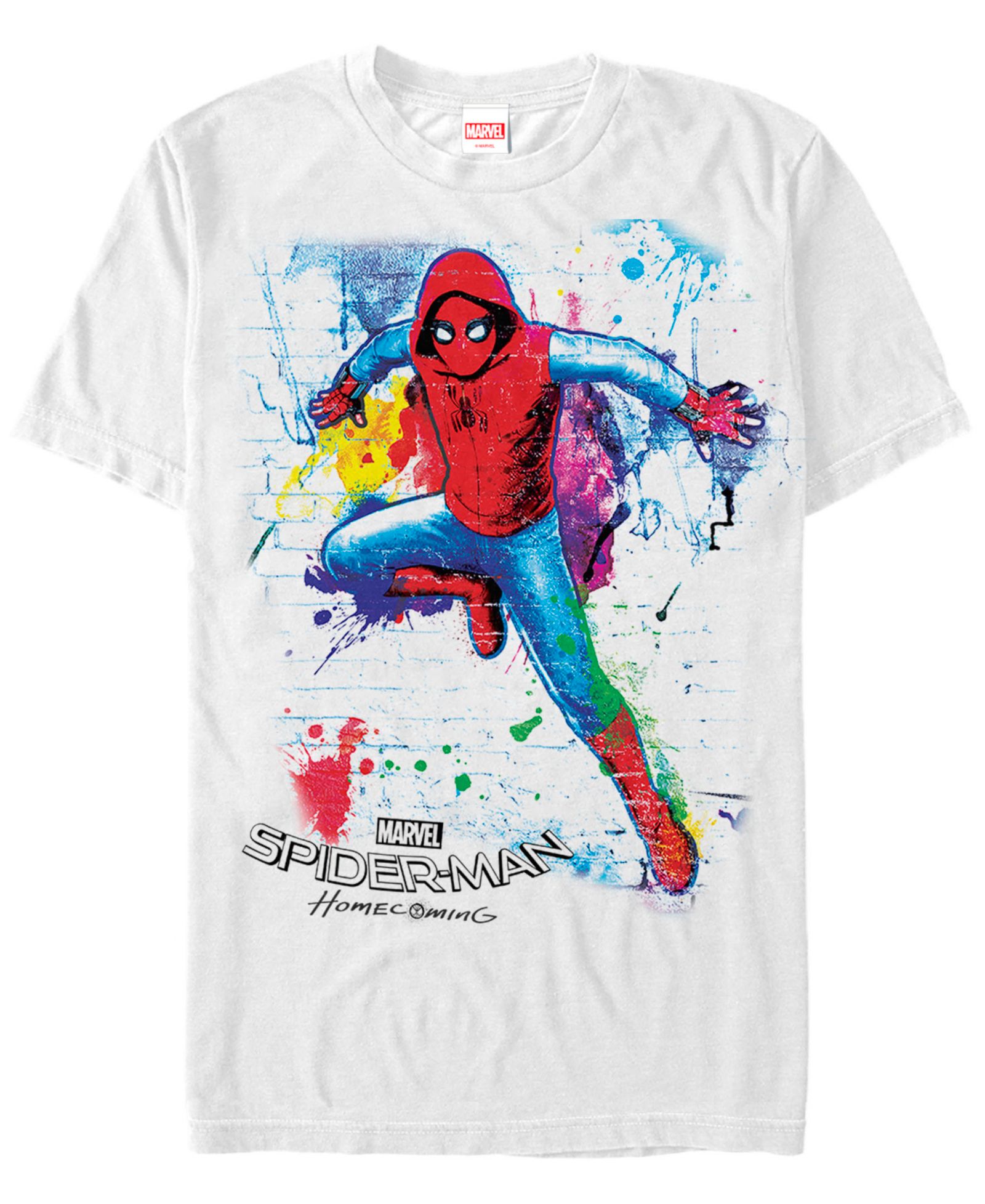 Мужская футболка Marvel Spider-Man Homecoming Neon Painted Brick Wall Pose Short Sleeve