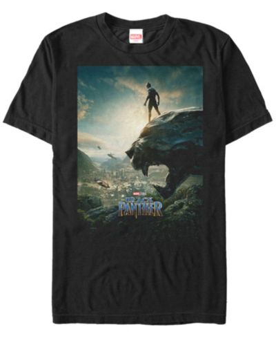Мужская футболка Marvel Men's Black Panther Overlooking Panther Short Sleeve