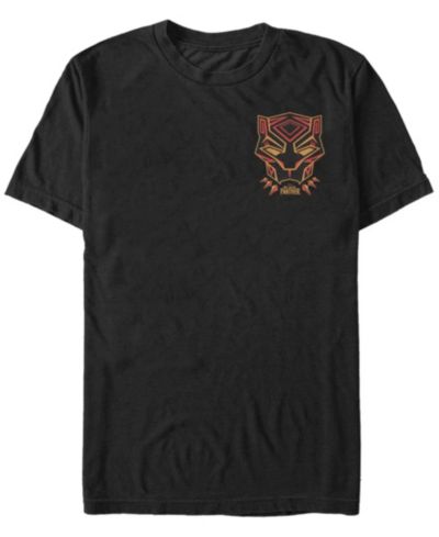 Marvel Men's Black Panther Left Pocket Geometric Black Panther Short Sleeve T-Shirt