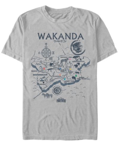 Fifth Sun Мужская футболка с коротким рукавом Marvel Black Panther Wakanda World Map