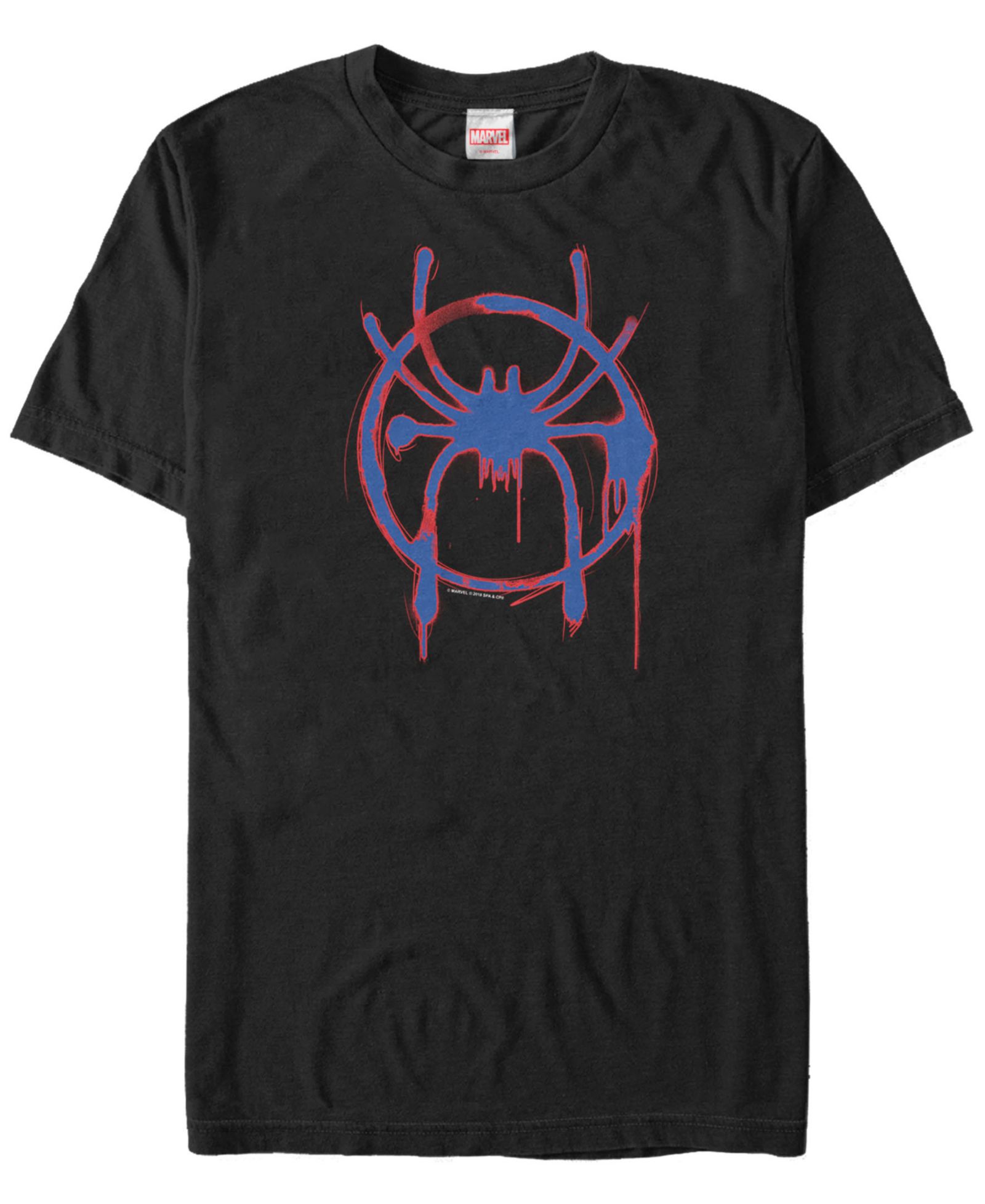 Marvel Мужская футболка Spider-Man Into The Spiderverse Red and Blue Paint Logo с коротким рукавом