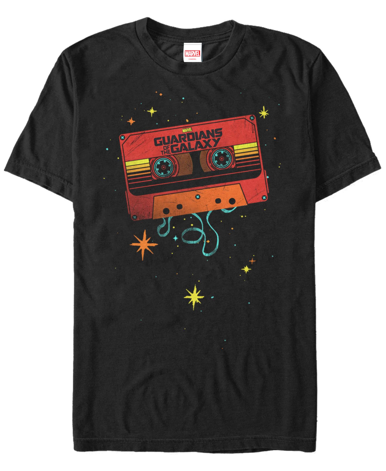 Marvel Men's Guardians of the Galaxy Star Lords Cassette Tape Short Sleeve T-Shirt
