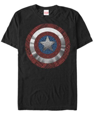 Marvel Men's Captain America Geometric Detailed Shield Short Sleeve T-Shirt