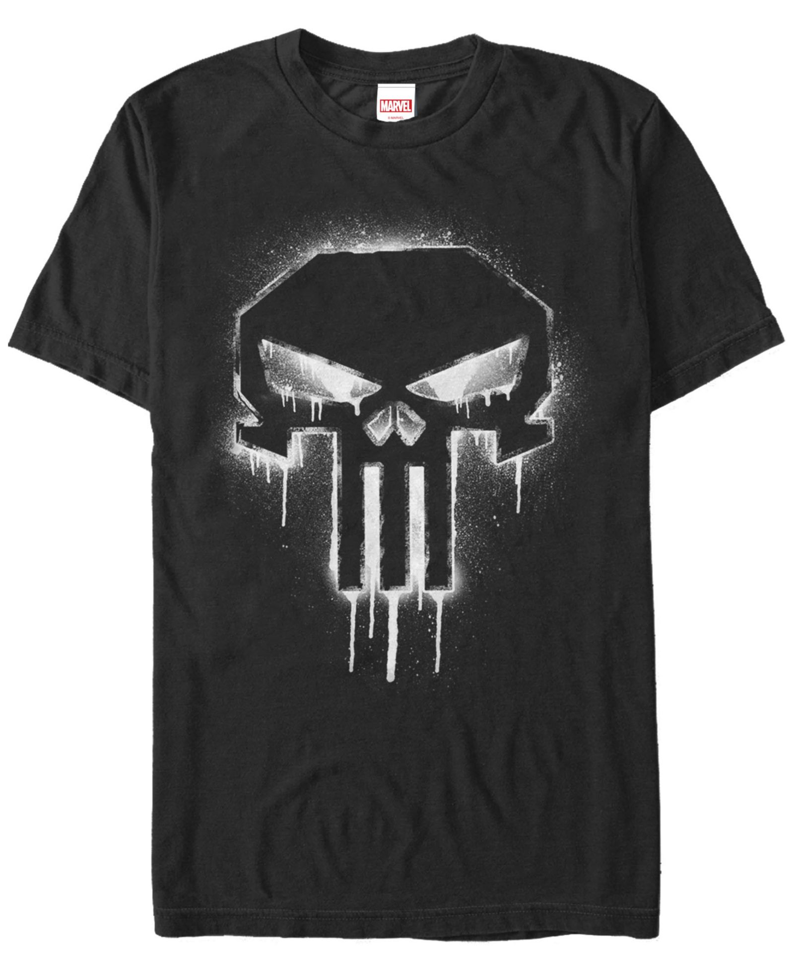 Marvel Мужская футболка Punisher с логотипом в виде черепа и краской из баллончика, с коротким рукавом