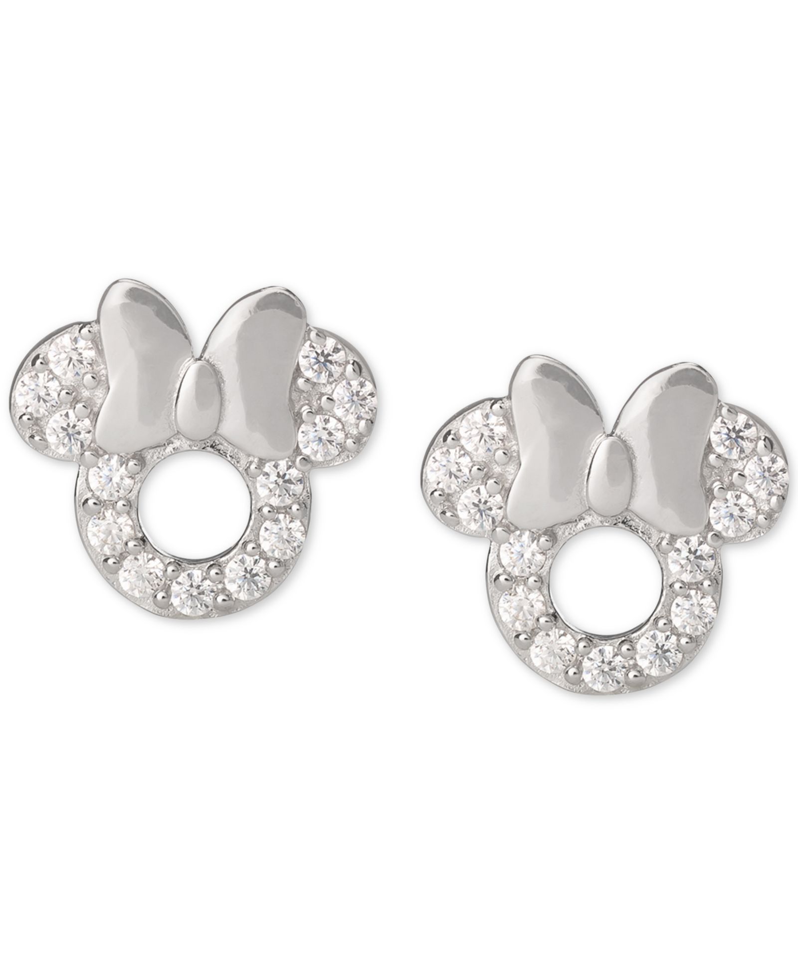 Disney© Children's Cubic Zirconia Minnie Mouse Stud Earrings in Sterling Silver