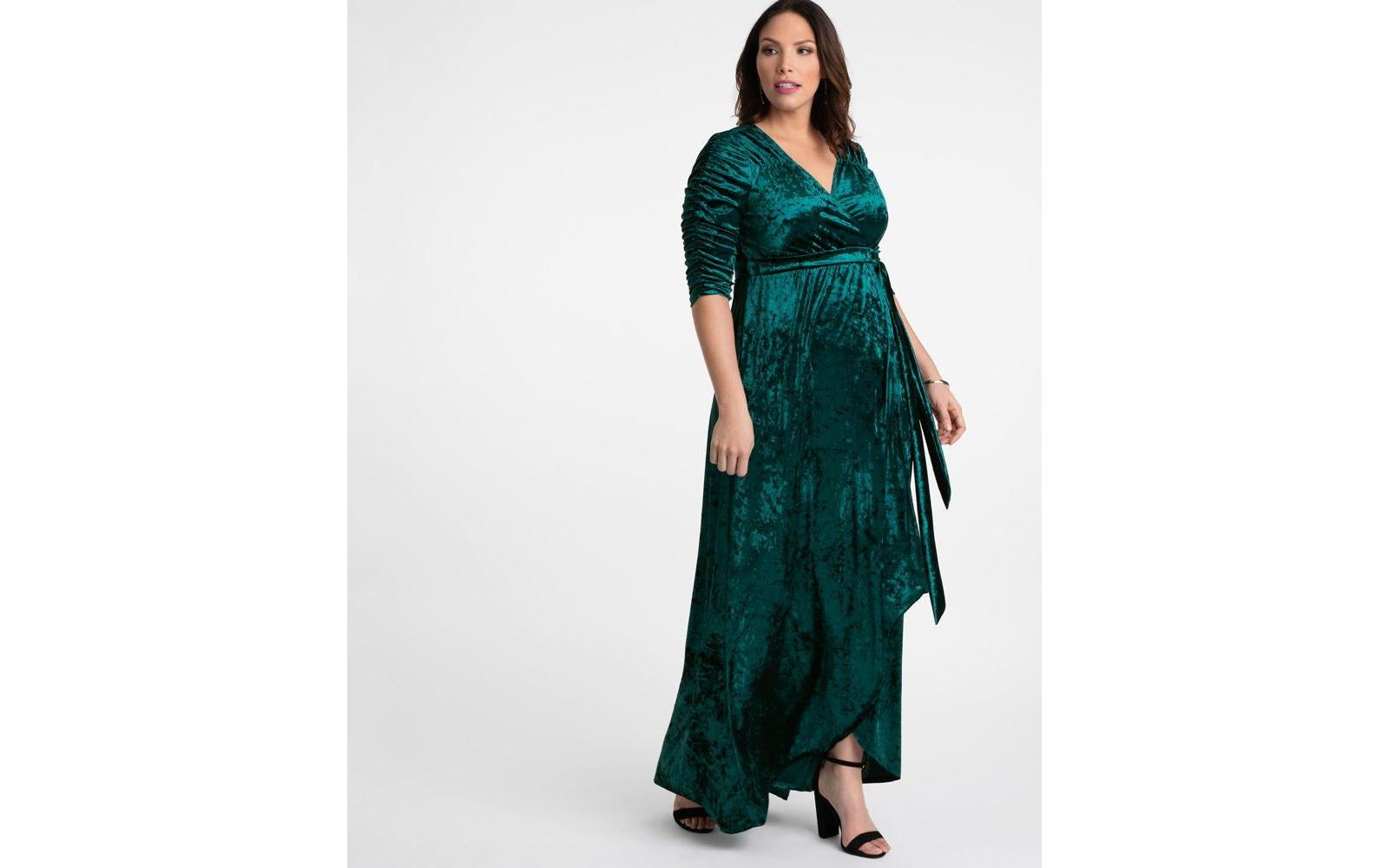Kiyonna платье с запахом Cara Velvet High Low, Plus Size