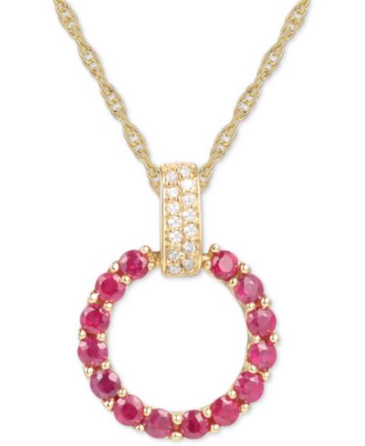 Подвеска Circle 18" с драгоценными камнями и бриллиантами (1/20 ct. t.w.) в 14k золоте