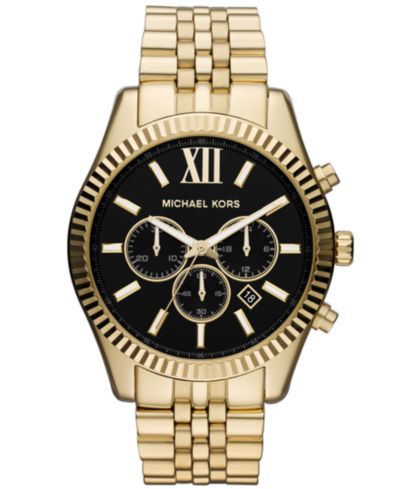 Мужские часы Michael Kors Chronograph Lexington Gold-Tone Stainless Steel Bracelet 45mm MK8286