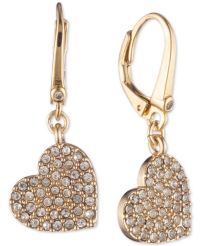 Серьги DKNY Crystal Heart Drop Lever Back