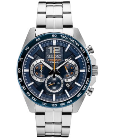 Мужские часы Seiko Essentials Chronograph Stainless Steel Bracelet, 43.9mm