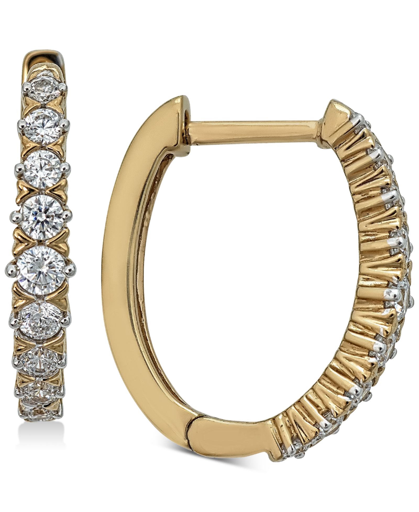 Серьги-кольца Diamond Hoop Earrings 14k Gold