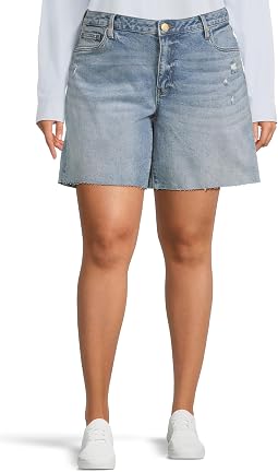 Шорты KUT from the Kloth Plus Size Hailey High Rise Long Bermuda-Basic Raw Hem