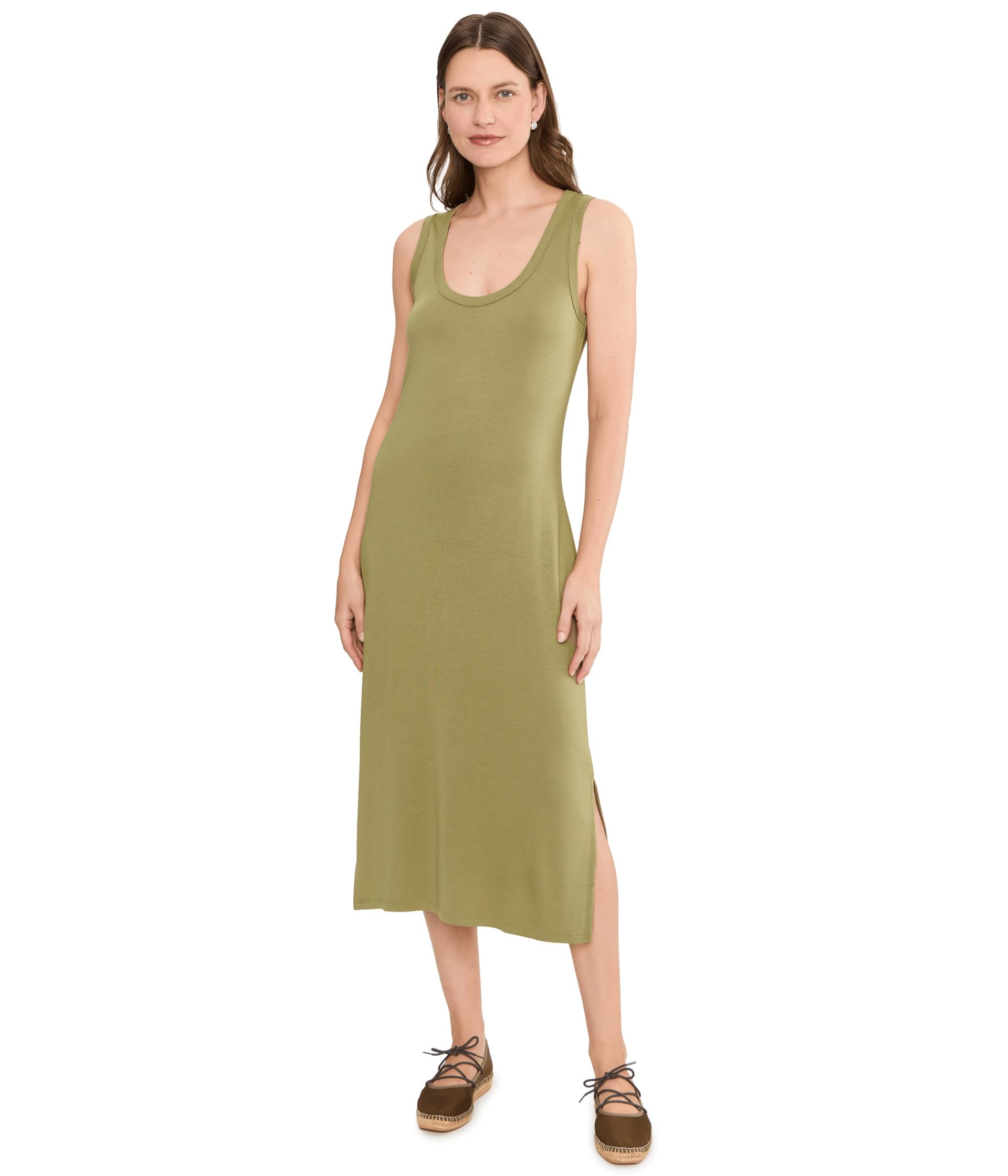 Drapey Ponte Sleeveless Midi Dress