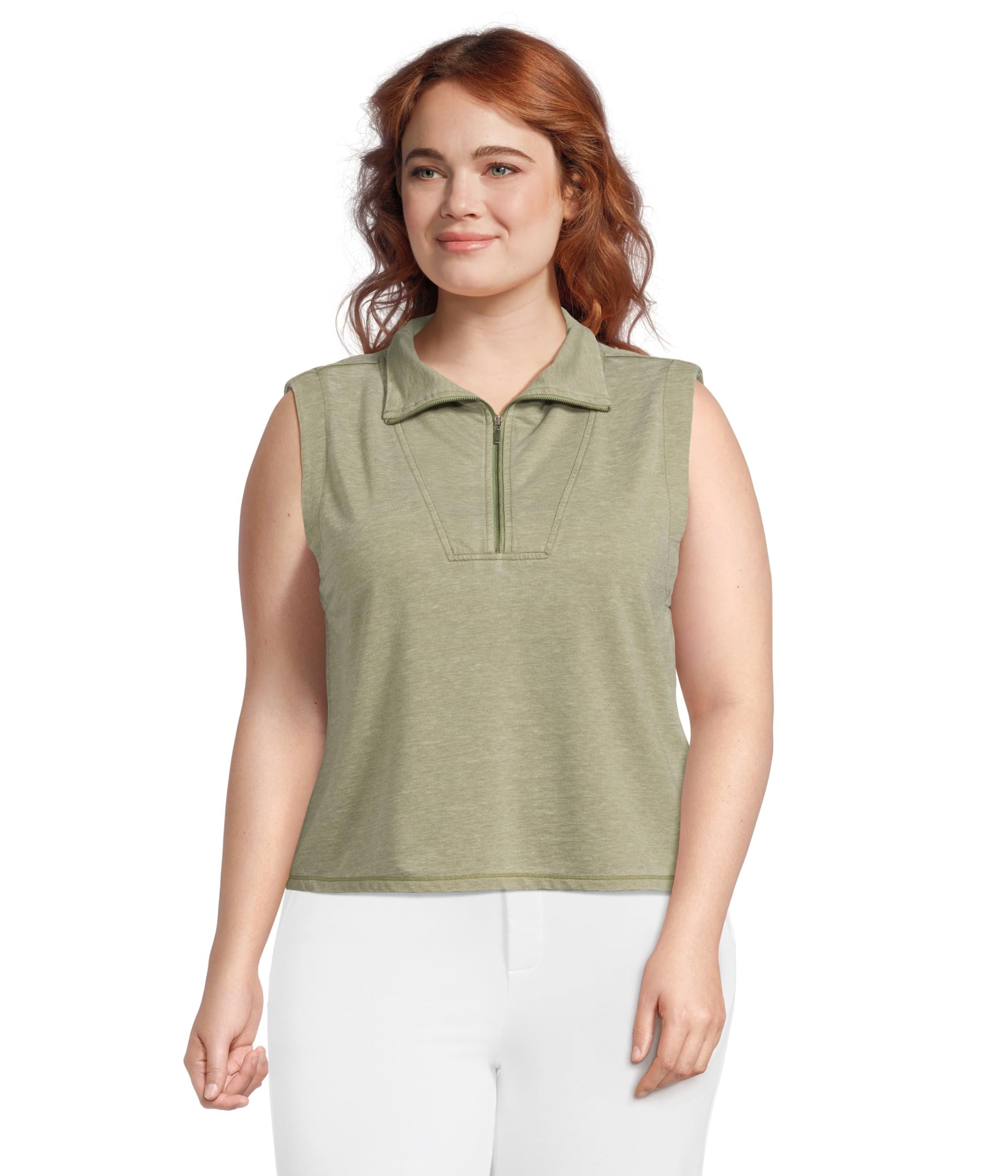 Half Zipped Sleeveless Sweatshirt