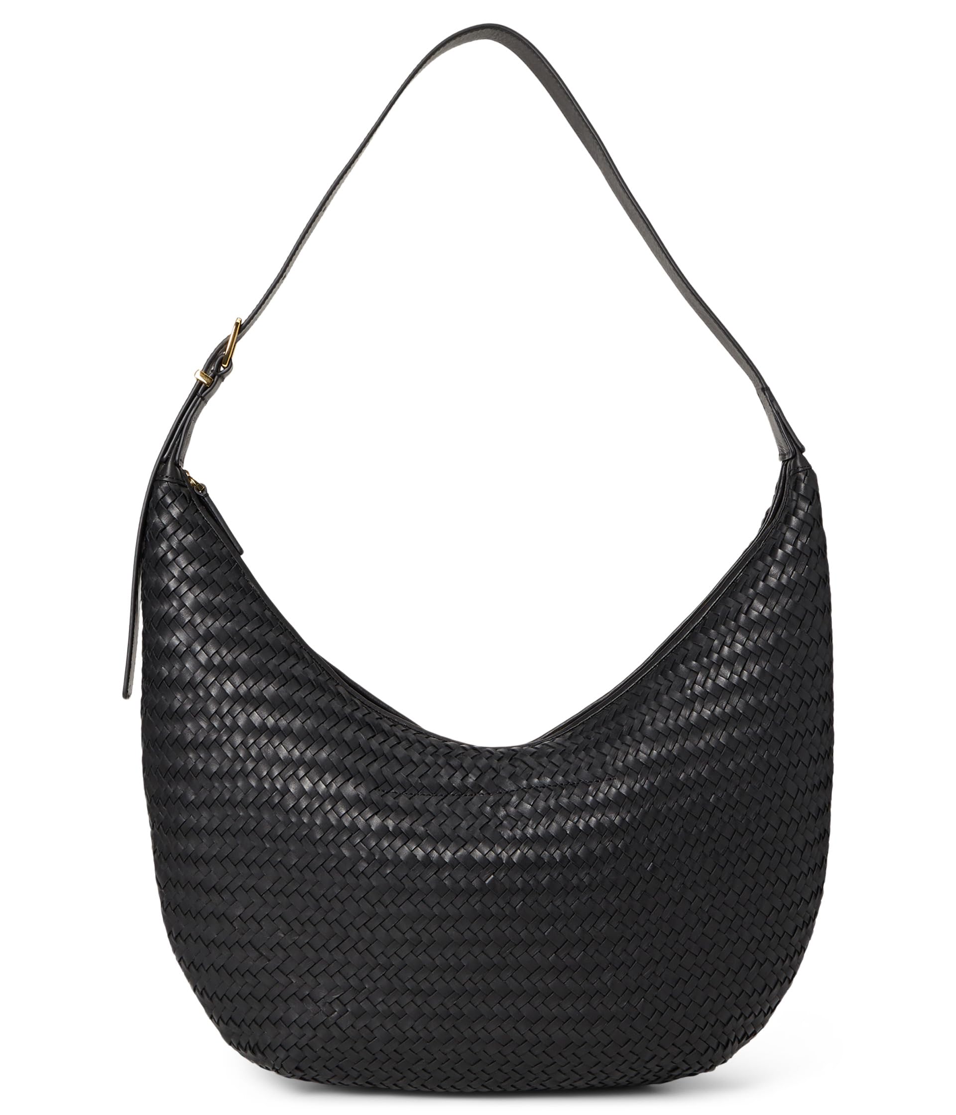 The Essential Curve Shoulder Bag in Handwoven Leather