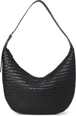 The Essential Curve Shoulder Bag in Handwoven Leather