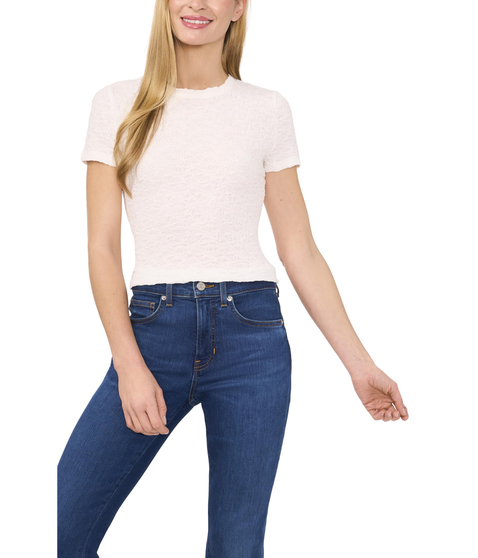 Женский трикотажный топ CeCe Short Sleeve Puckered Knit Baby