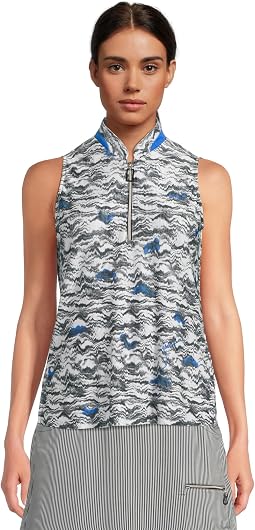 Jamie Sadock Wave Print Crunch Fabrication Sleeveless Top Женский
