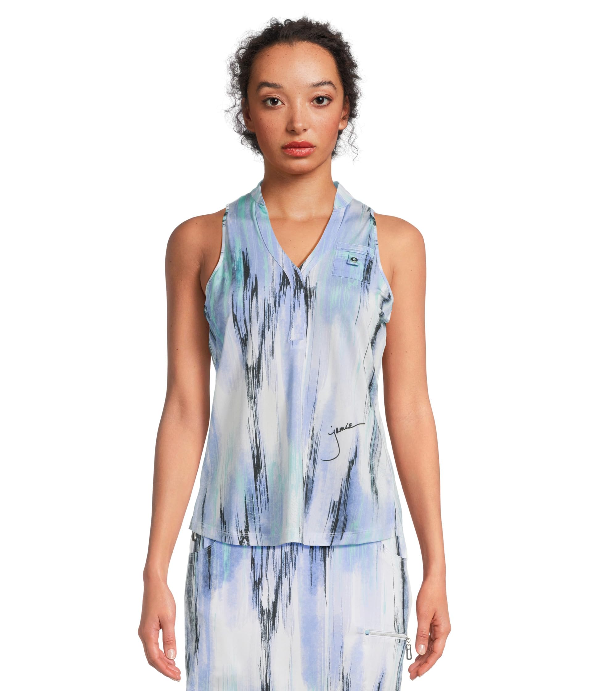 Matrix Print Sleeveless Top