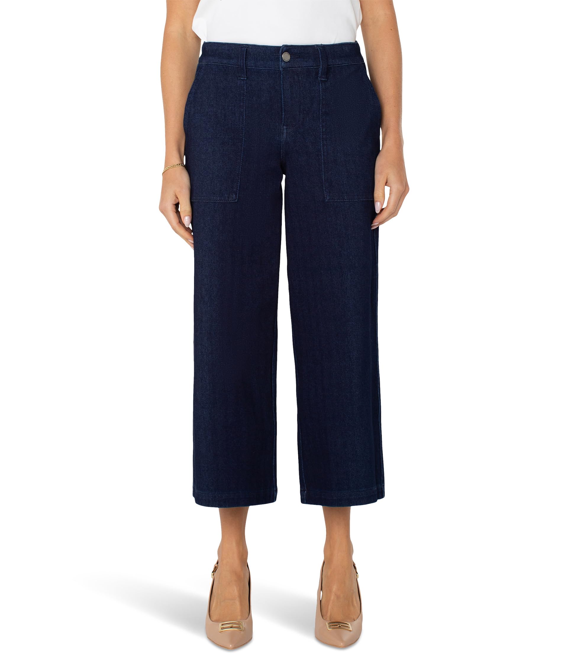 Женские брюки Wide Leg Knit Denim Cargo с эластичным поясом
