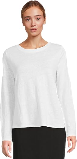 Tee с длинным рукавом и круглым вырезом Eileen Fisher Женский