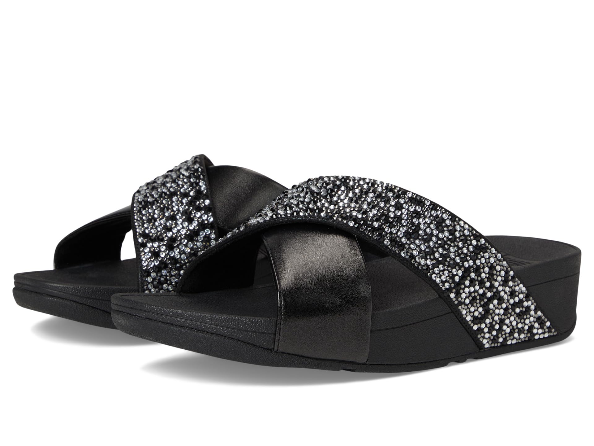 Lulu Crystal-Mix Metallic Cross Slides