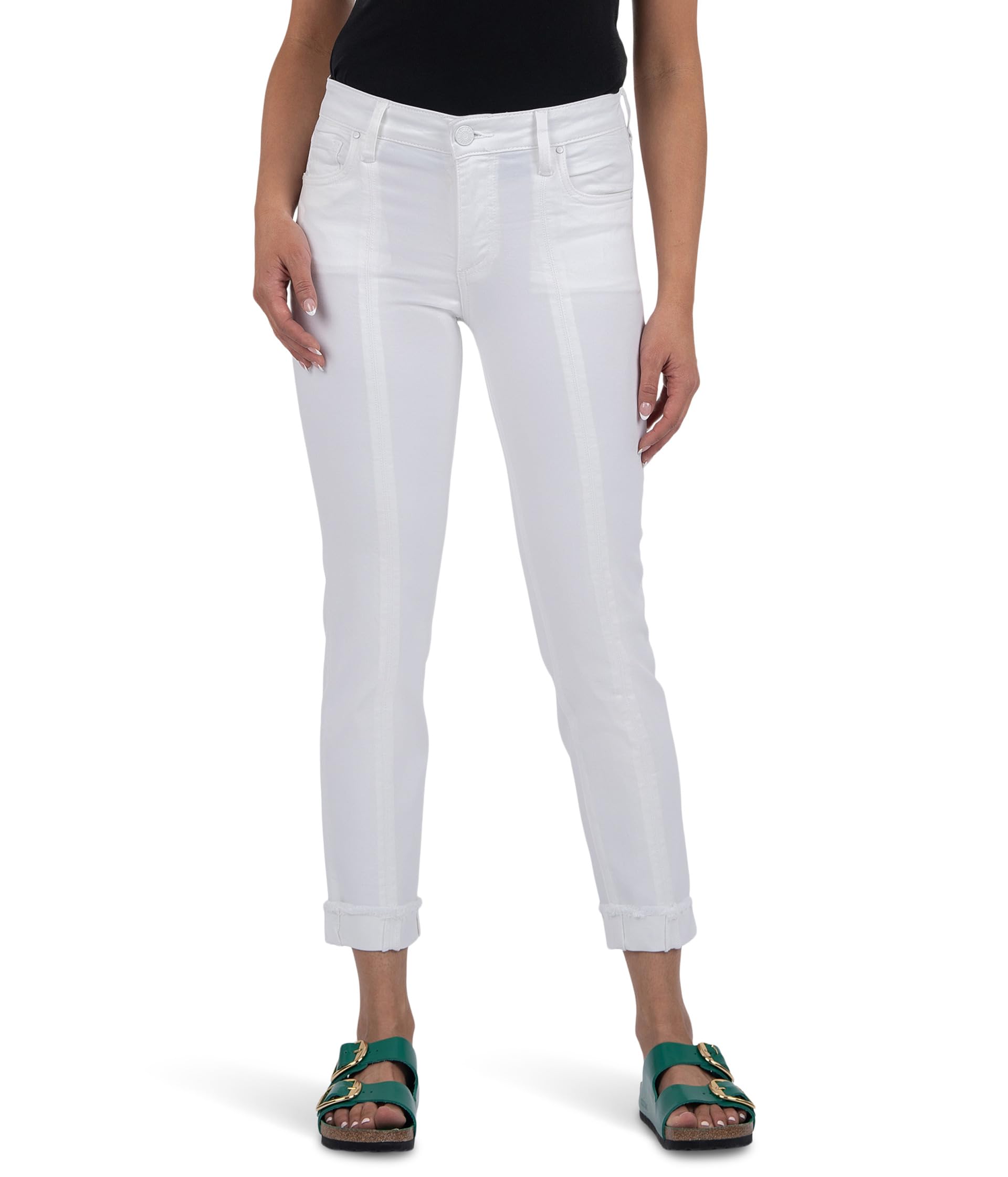 Джинсы Amy Crop Straight Leg Roll Up Fray Princess Seam