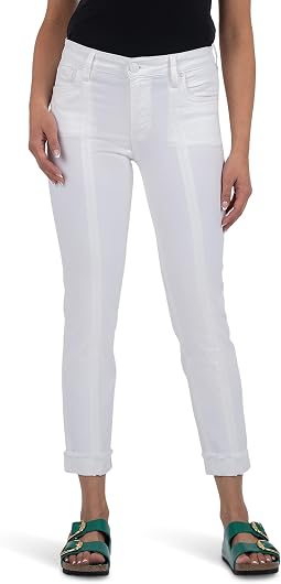 Джинсы Amy Crop Straight Leg Roll Up Fray Princess Seam