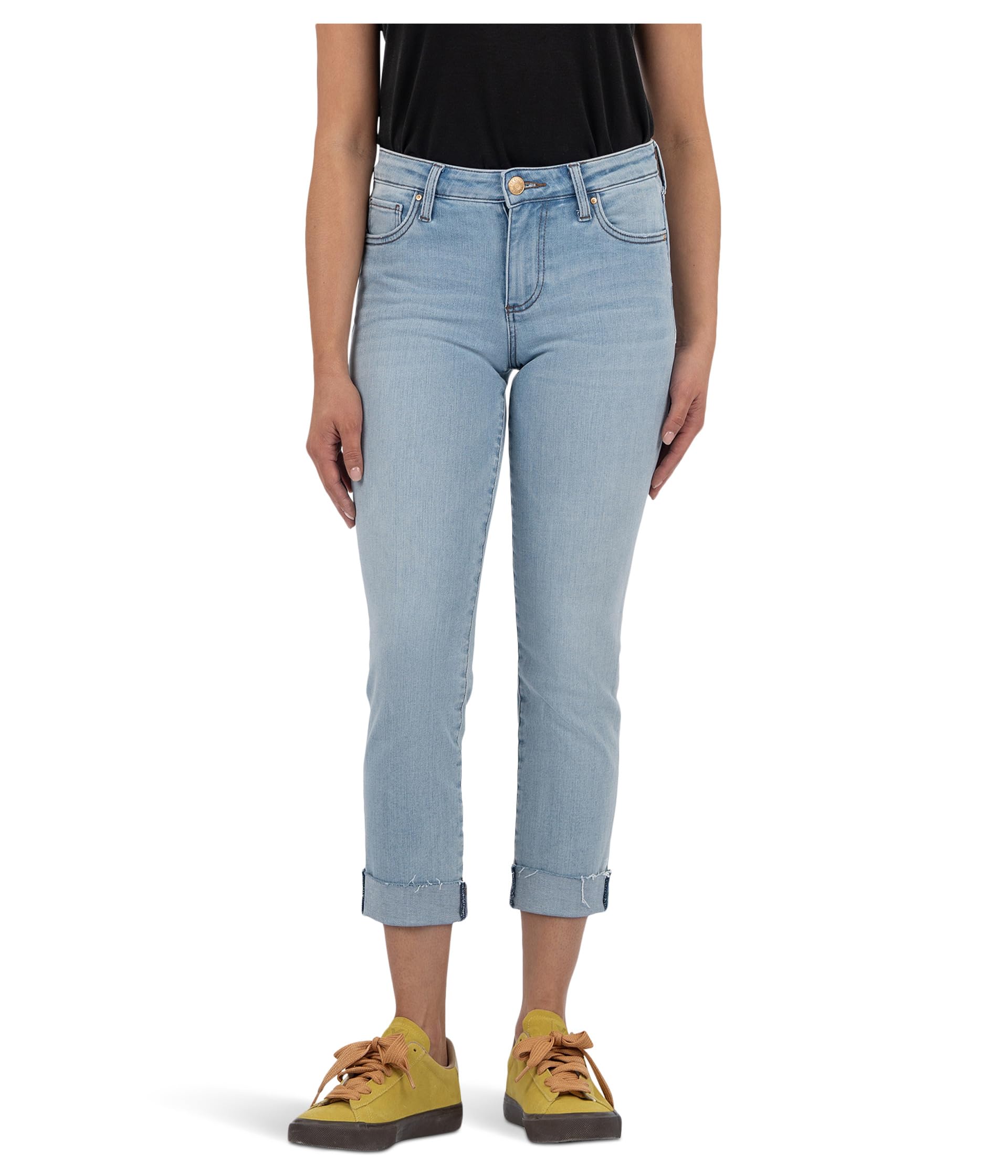 Укороченные прямые джинсы Amy Crop Straight Leg Roll Up With Raw Hem