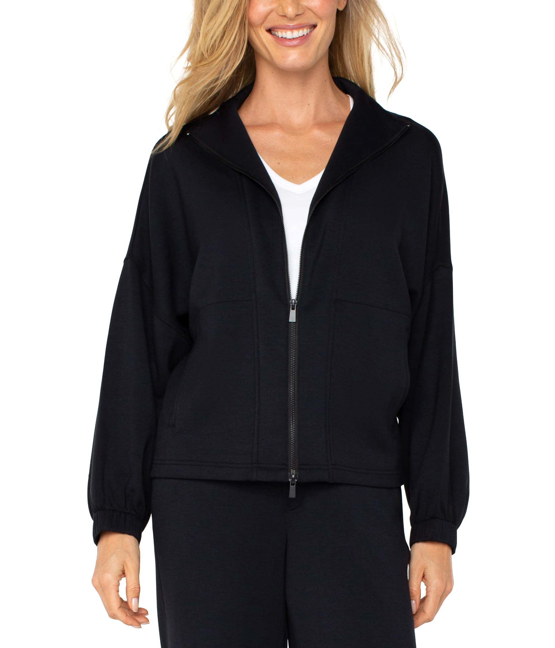 Plush Comfort Knit Zip Up Funnel Neck Jacket