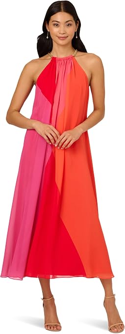Color Block Chiffon Dress