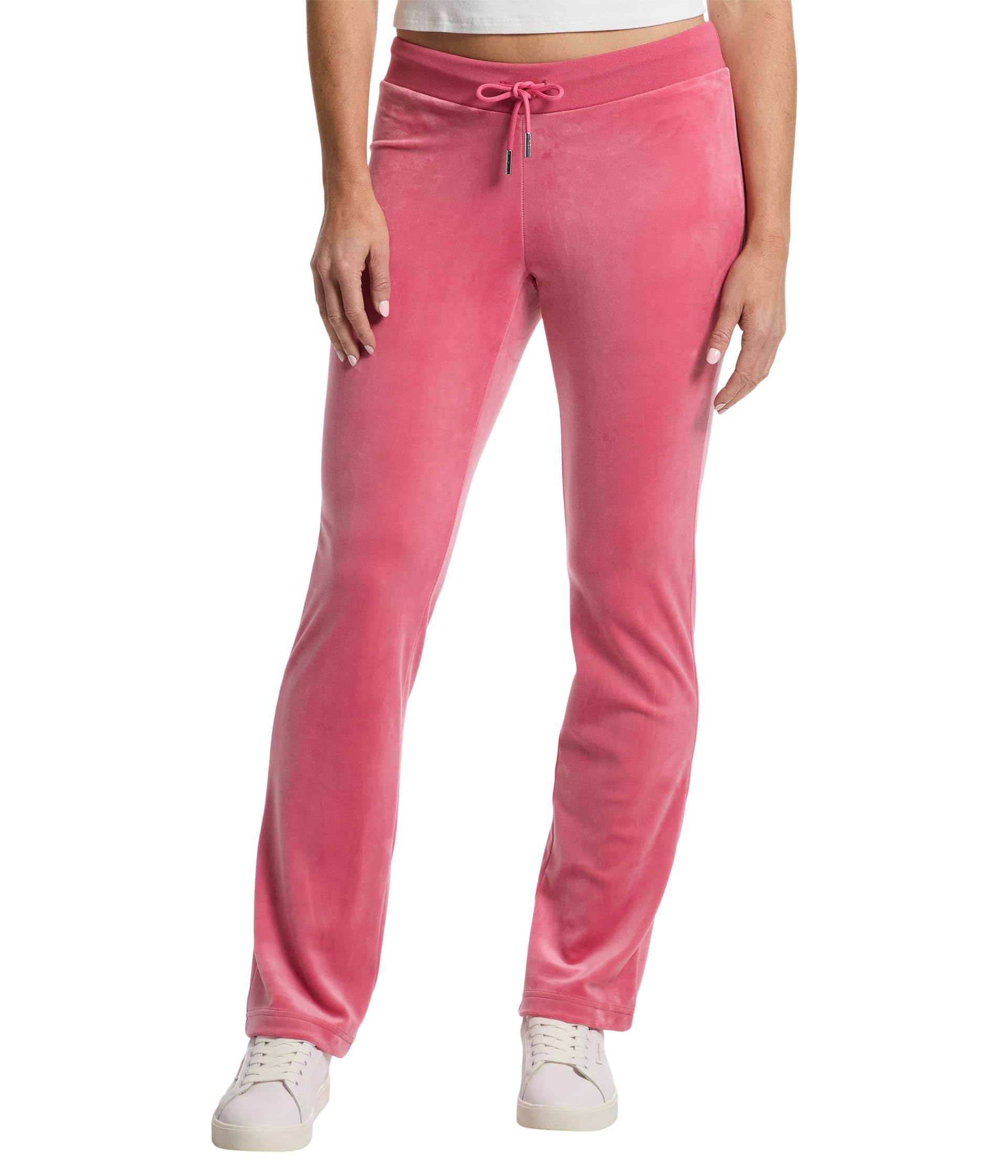 Luxe Velour Rib Waist Velour Pants with Mixed Ston